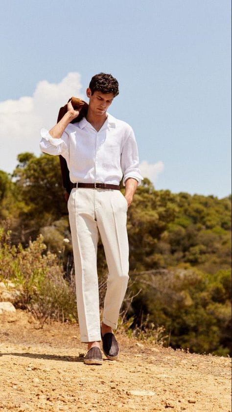 Men's Linen White Shirt